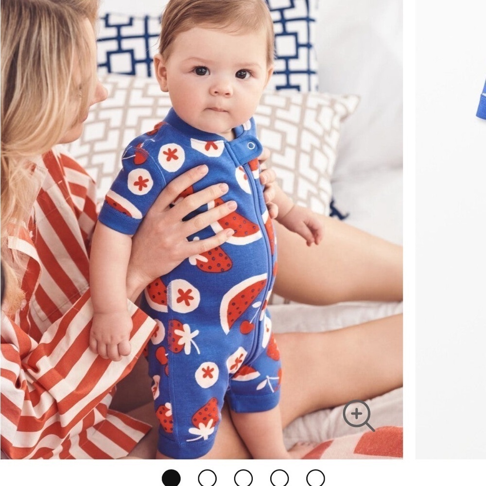 Hanna Andersson Blue and Red Watermelon Kids 2 way zip shortie sleeper